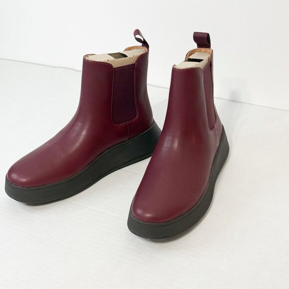 FitFlop NWB Sz 8 F-Mode Plummy Leather Flatform Chelsea Bootie - Picture 2 of 11